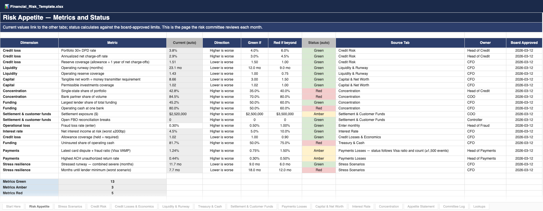 Financial Risk Management Kit — sample screenshot