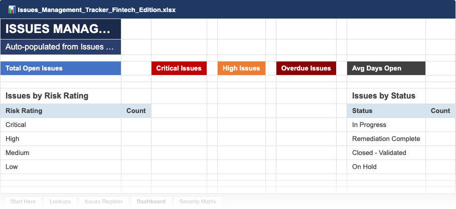 Issues Management Tracker & Template — sample screenshot